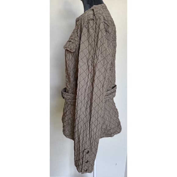 XCVI Jacket XL Taupe Diamond Quilted Belted Moto Utility Military Safari Classic - Picture 7 of 16